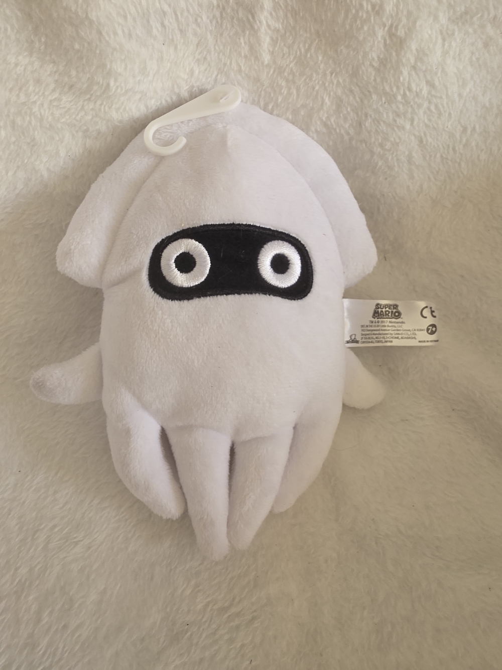 Authentic Super Mario Blooper 7" Plush San-Ei Little Buddy 2017 Nintendo Used